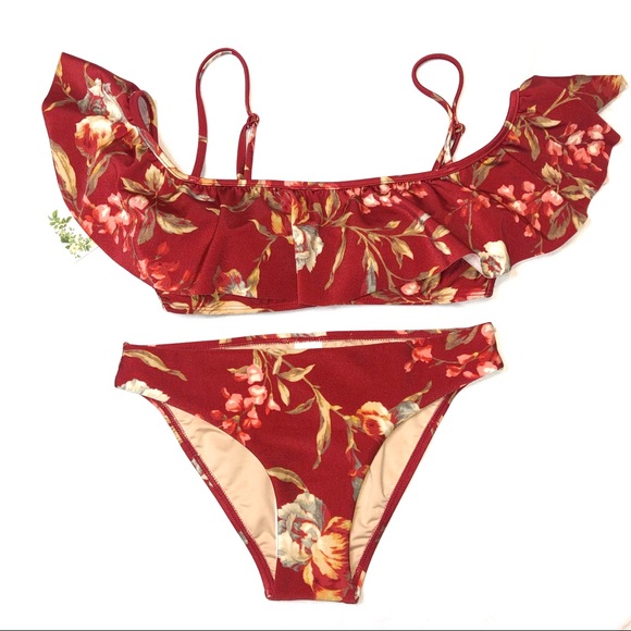 ‼️SOLD‼️ 3 Piece Set - Chelsea & Violet Ruffle Floral Bikini - Small - Picture 3 of 12